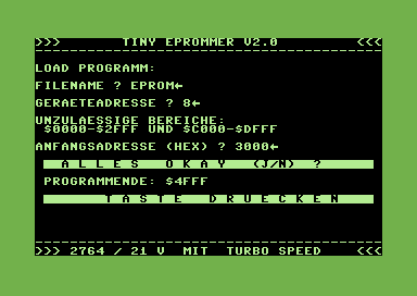 Das Programm in den C64-Speicher laden.
